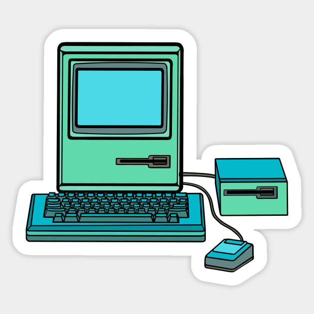 Blue green vintage computer Sticker by Josh Diaz Villegas